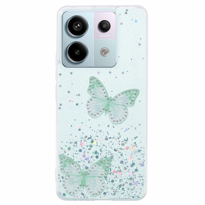 Xiaomi Redmi Note 13 Pro 5G / Poco X6 5G Glitter Schmetterlinge Cover