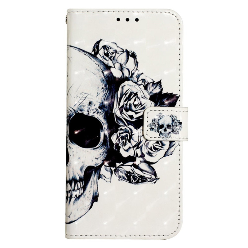 Xiaomi Redmi Note 13 4G Blumiger Totenkopf Tasche mit Riemen