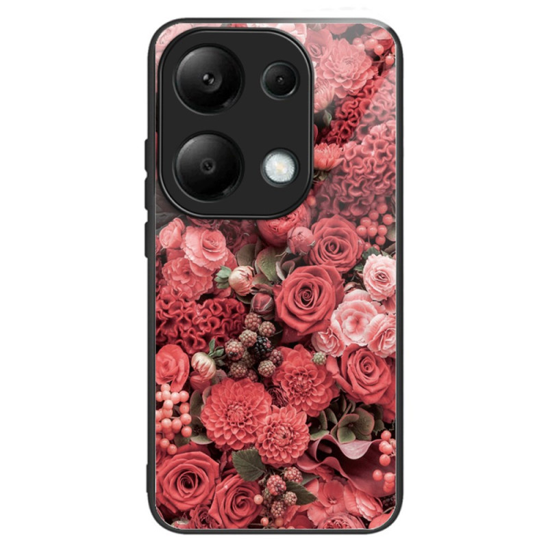Xiaomi Redmi Note 13 Pro 4G / Poco M6 Pro 4G Hülle aus gehärtetem Glas Rote und rosa Blumen