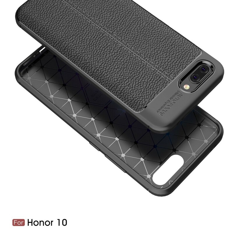 Huawei Honor 10 Cover Lederoptik Litschi Double Line
