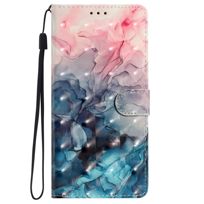 Oppo A78 Tasche mit 3D Marmor-Motiv Rosa und Blau mit Riemen