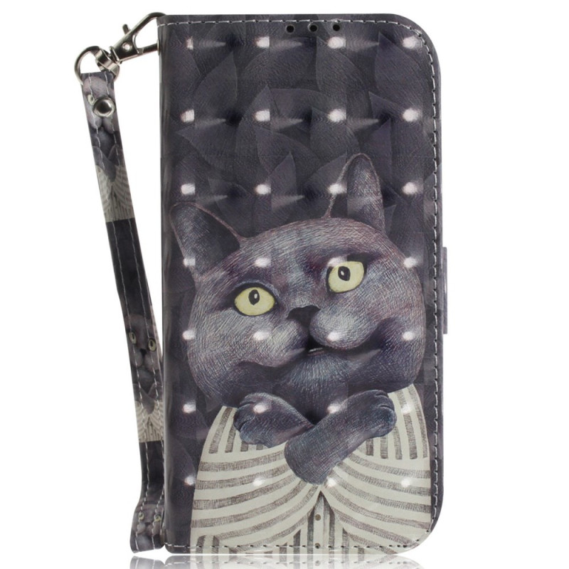 Oppo A17 Katze Grau Tasche mit Riemen