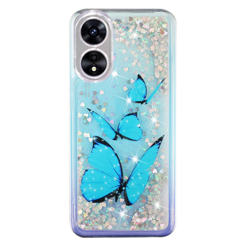Oppo A17 / A17k Glitter Schmetterling Cover Blau