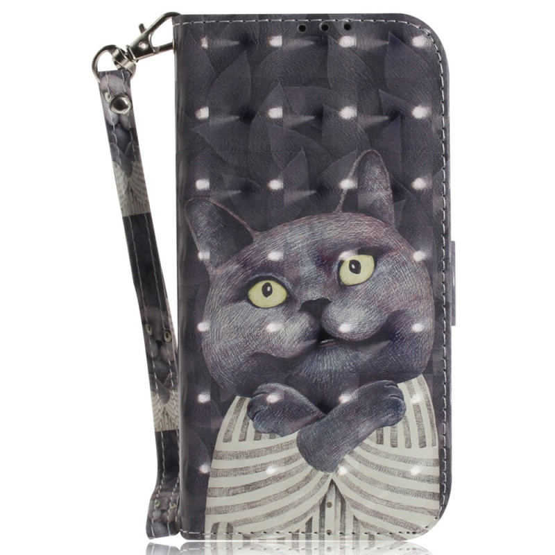 Oppo A60 Katze Grau Tasche mit Riemen