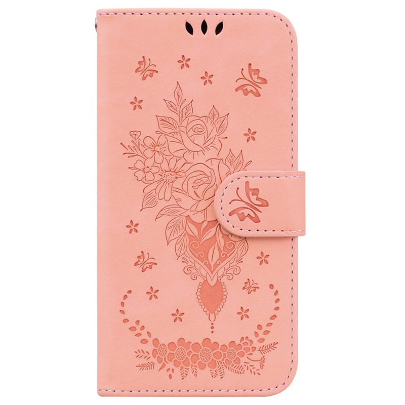 Oppo A60 Tasche Rosen und Schmetterlinge mit Riemen