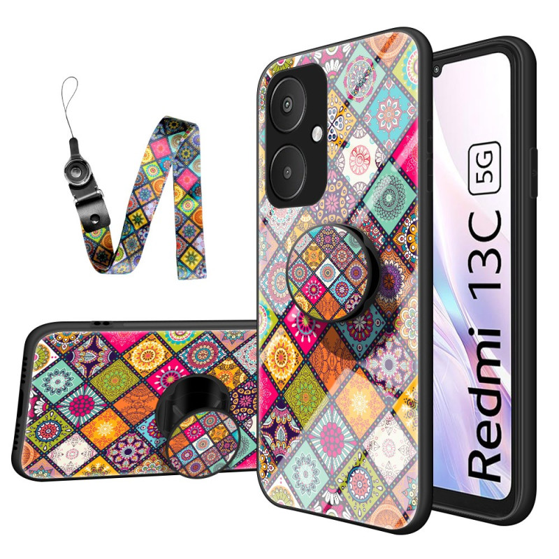 Cover Xiaomi Redmi 13C 5G Panzerglas
 Patchwork Ring-Halterung