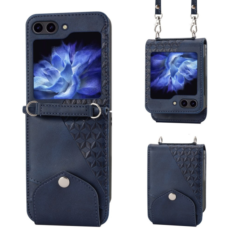 Samsung Galaxy Z Flip 7 FE / Z Flip 6 Cover Kunstleder Frise mit Schulterriemen