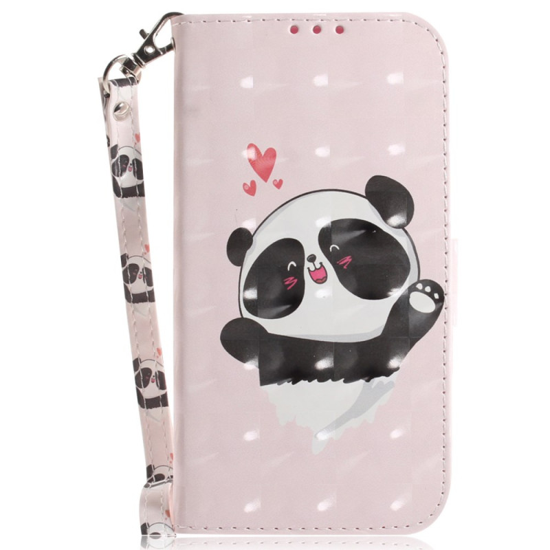 Motorola Edge 50 Pro Panda Love Tasche mit Riemen