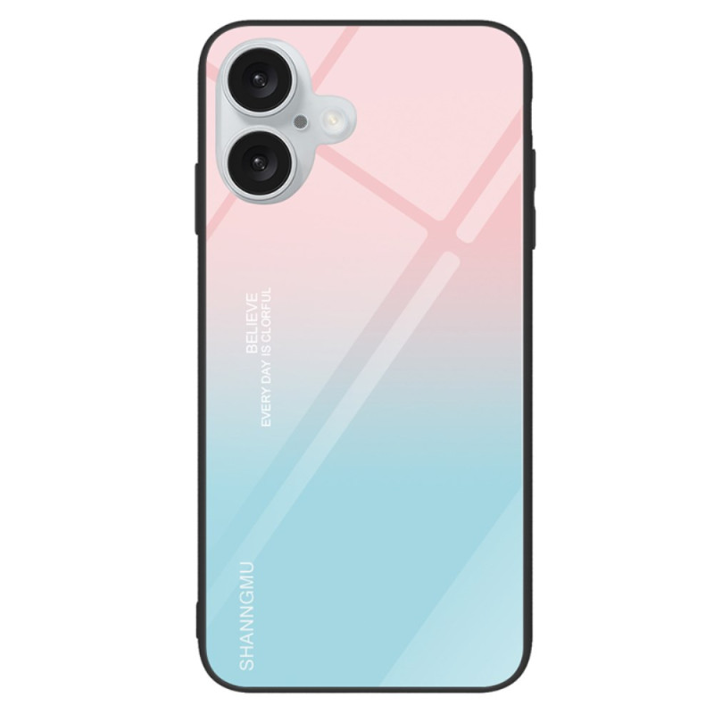 iPhone 16 Plus Skin aus gehärtetem Glas mit Farbverlauf Rosa Blau