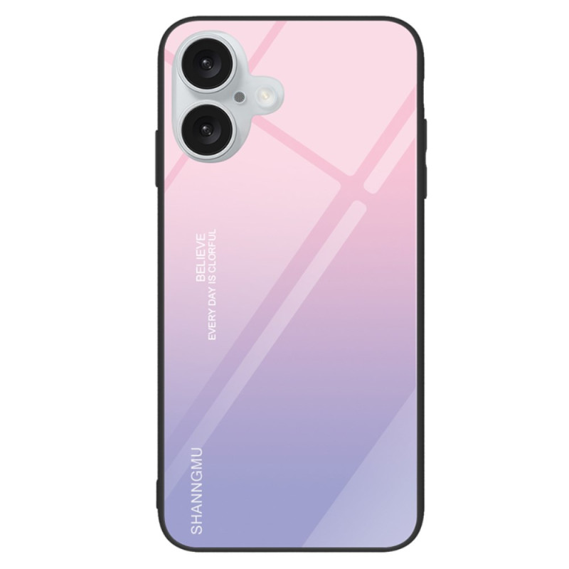 iPhone 16 Plus Skin aus gehärtetem Glas mit Farbverlauf in Pink Violett