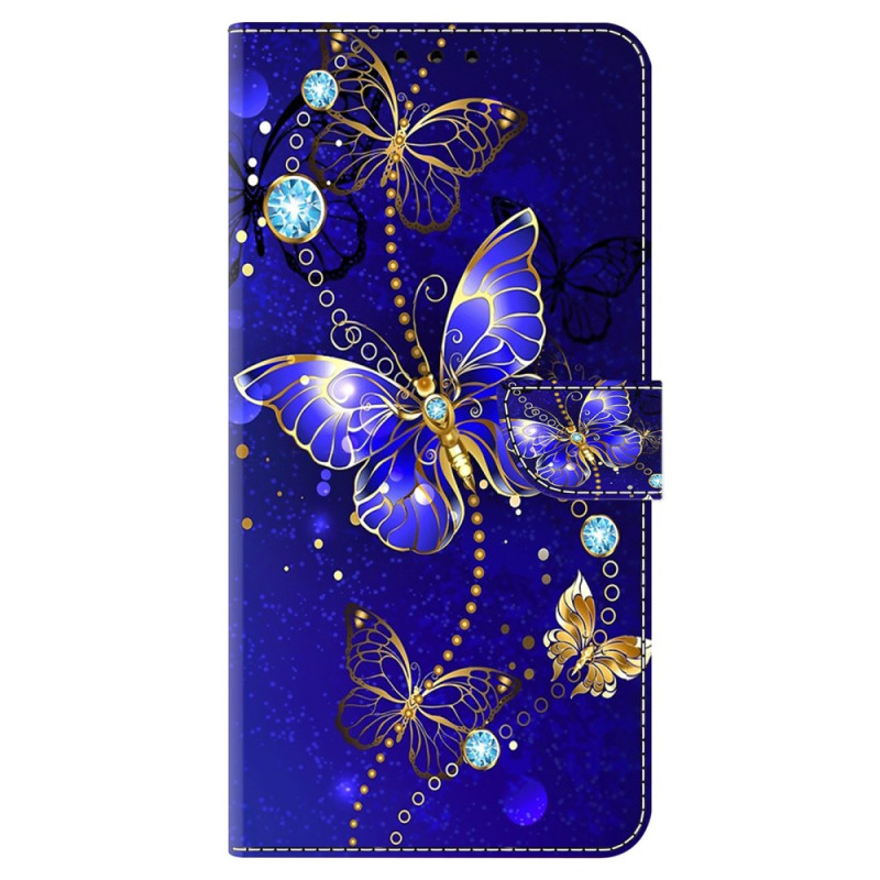 Google Pixel 9 / Pixel 9 Pro Tasche Diamant-Schmetterling auf blauem Hintergrund