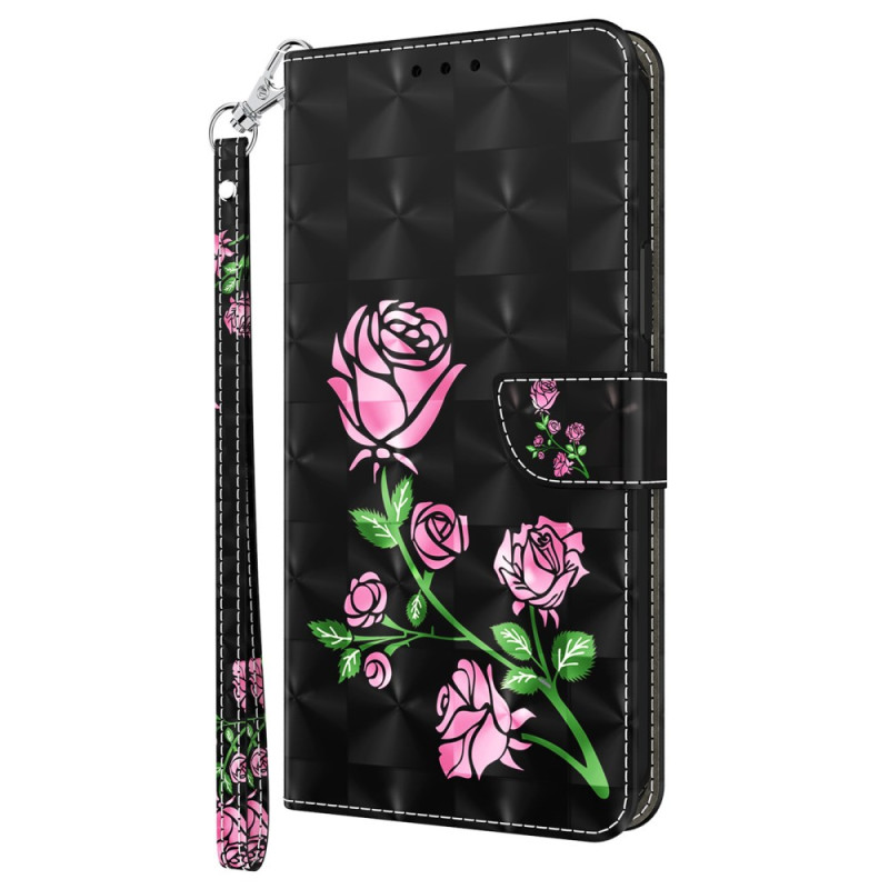 Hülle Google Pixel 9 Pro XL Rosa Blumen mit Riemen