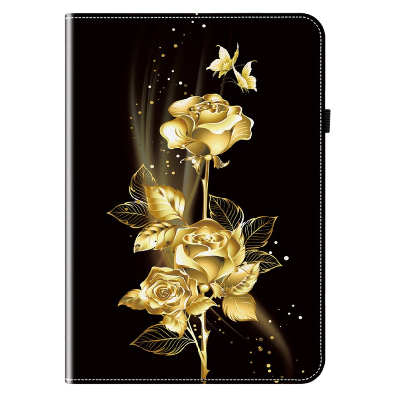 iPad Air 13 (2025) (2024) Hülle mit goldenen und rosa Schmetterlingen