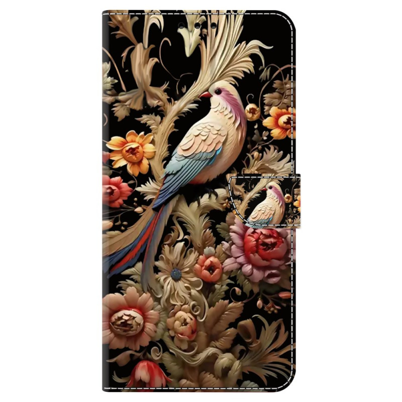 Samsung Galaxy A24 4G Hülle Vintage Blumen und Vogel