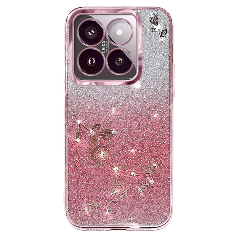 Xiaomi 14T Pro Strass und Blumen Cover KADEM