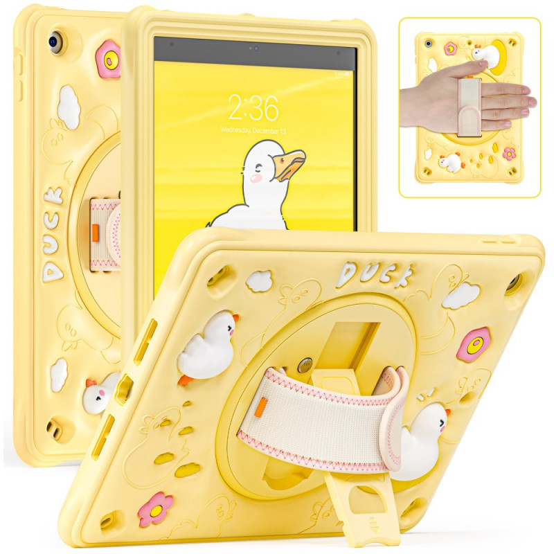 Coque iPad 10.2" (2021) (2020) (2019) Kids Sangle et Support Canard