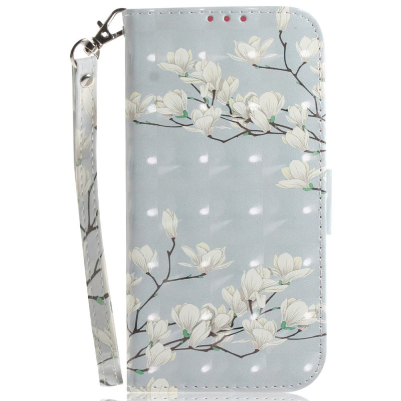 Xiaomi Redmi 13 4G / 13 5G / Poco M6 Tasche Magnolienmotiv mit Riemen