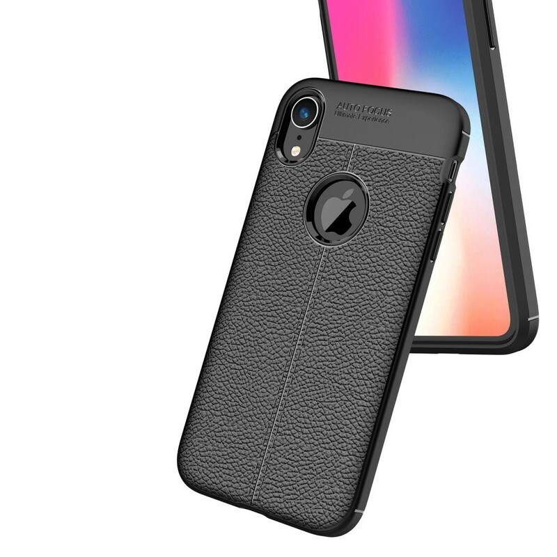 iPhone XR Hülle mit Litschi-Leder-Effekt Double Line