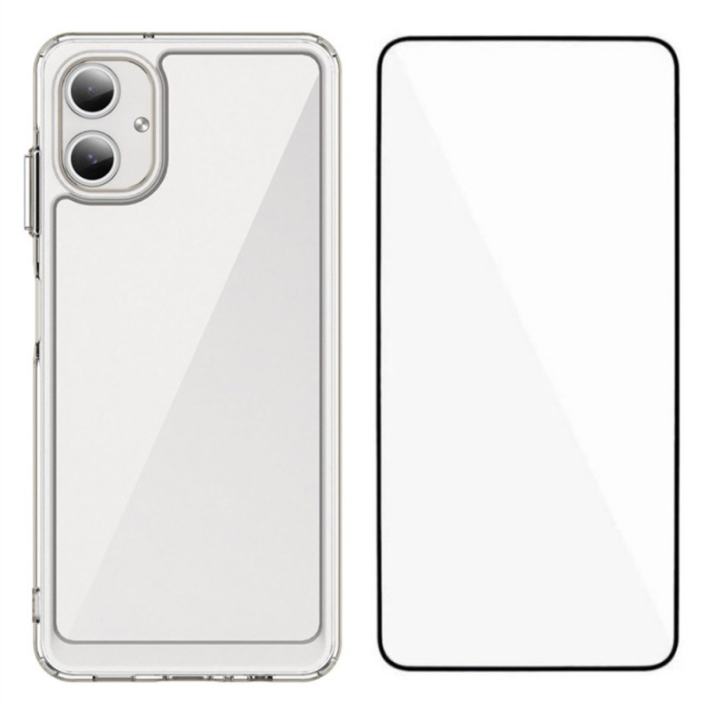 Transparentes Samsung Galaxy A06 Cover mit Displayschutz aus gehärtetem Glas