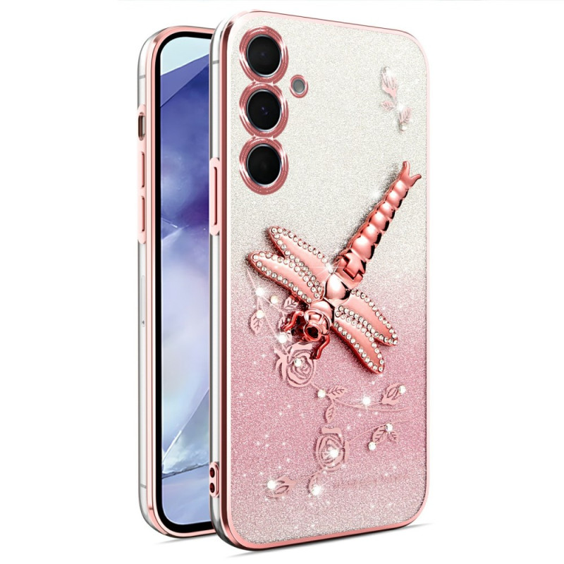 Samsung Galaxy A36 5G Cover Support Libelle und Glitzerblumen