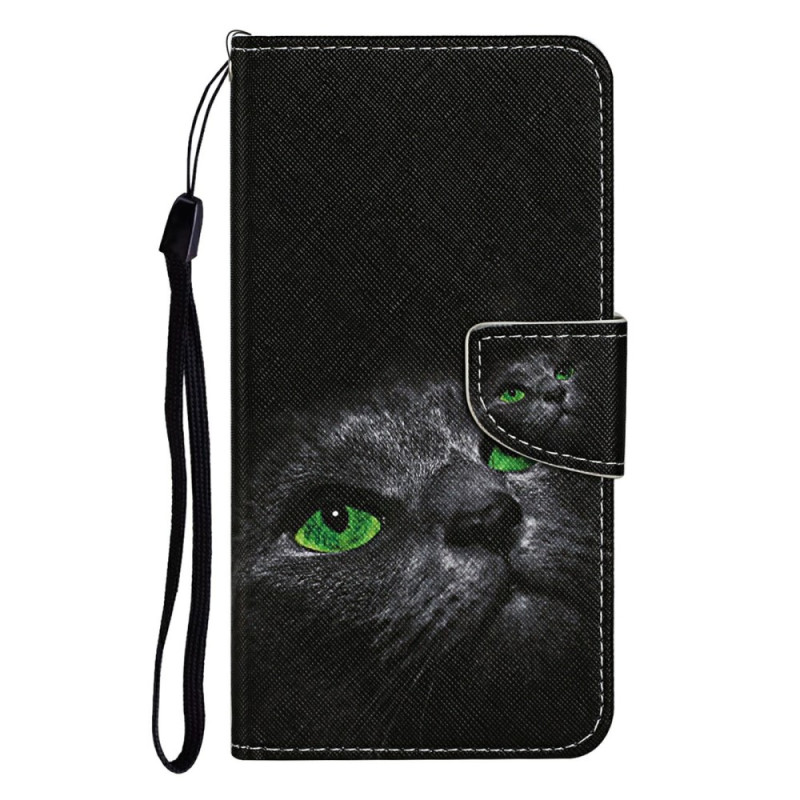 Samsung Galaxy S25 Ultra 5G Tasche Schwarze Katze mit grünen Augen