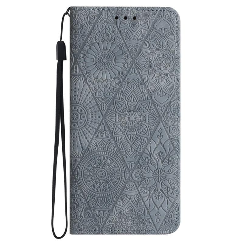 Flip Cover Xiaomi Redmi Note 14 5G Ethnischer Stil mit Riemen