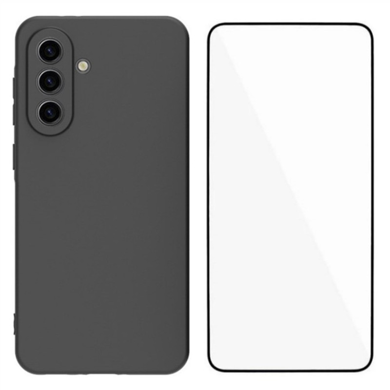 Samsung Galaxy A26 5G Matte Silicone Cover mit Displayschutz aus gehärtetem Glas