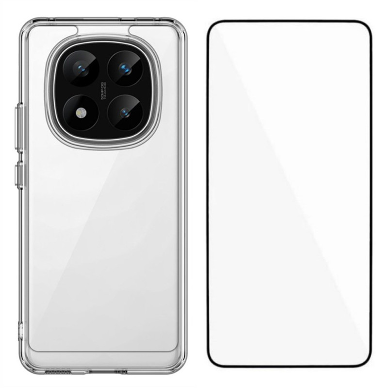 Transparentes Xiaomi Redmi Note 14 Pro 5G / Poco X7 Cover mit vollständigem Displayschutz aus gehärtetem Glas