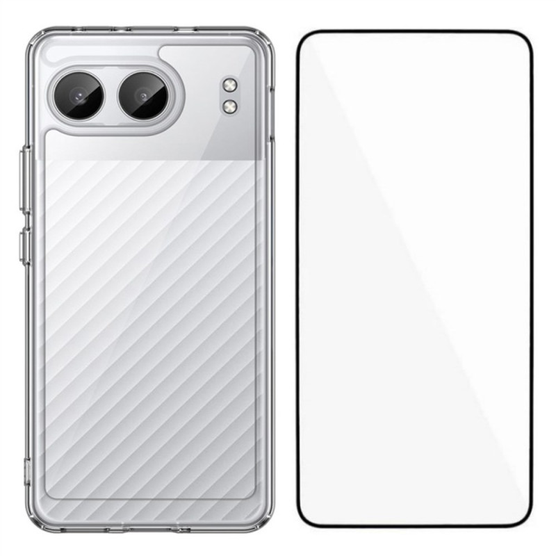 Transparentes OnePlus Nord 4 Cover mit Displayschutz aus gehärtetem Glas