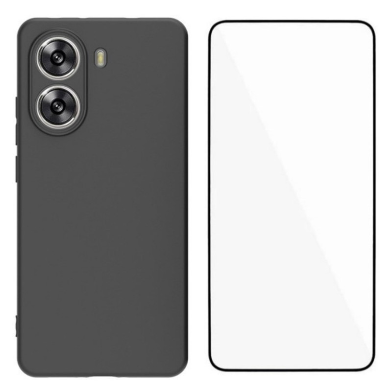 Xiaomi Poco X7 Pro Mattes Silikon Cover mit Displayschutz aus gehärtetem Glas