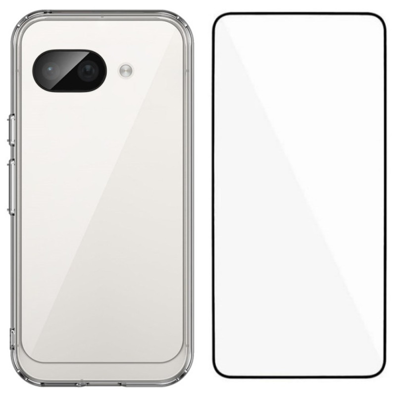 Transparentes Google Pixel 9A Cover mit Displayschutz aus gehärtetem Glas