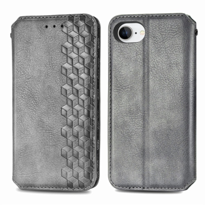 Flip Cover iPhone 16E Wildlederoptik Rautenfries