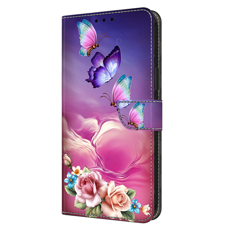 Honor Magic 7 Pro 5G Hülle mit Schmetterlings- und Blumenmotiv