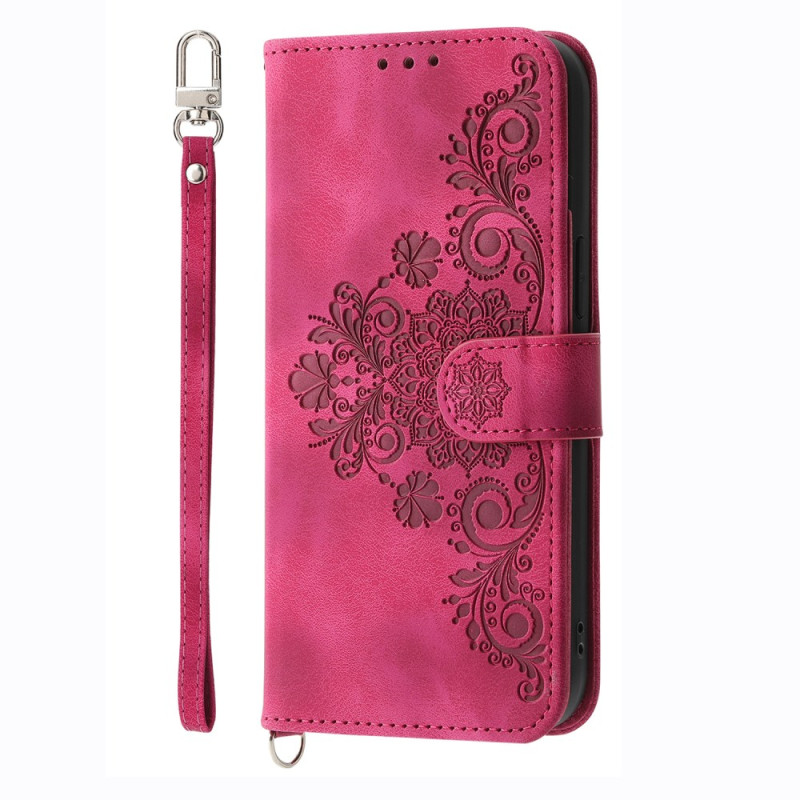 Xiaomi Redmi Note 14 4G Tasche mit Blumenmuster und Gurten