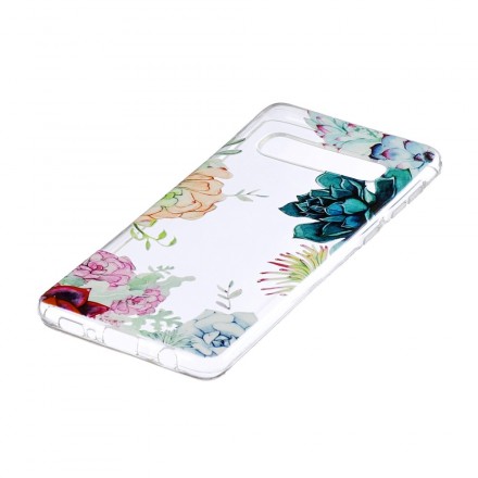 Samsung Galaxy S10 Hülle Transparent Aquarell Blumen