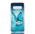 Samsung Galaxy S10 Schmetterling Cover Blau Fluoreszierend