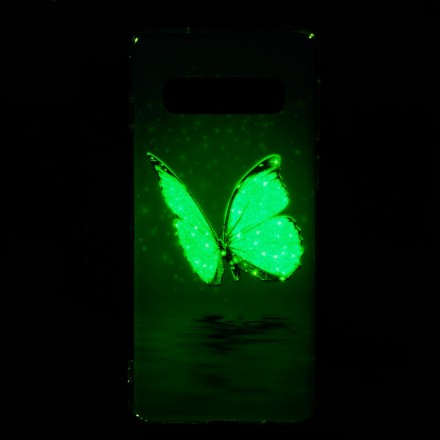 Samsung Galaxy S10 Schmetterling Cover Blau Fluoreszierend