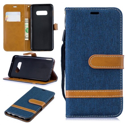 Samsung Galaxy S10 Lite Stoff & Lederoptik Tasche mit Riemen