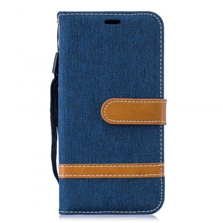 Samsung Galaxy S10 Lite Stoff & Lederoptik Tasche mit Riemen