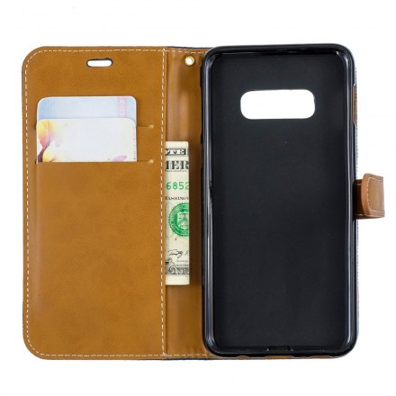 Samsung Galaxy S10 Lite Stoff & Lederoptik Tasche mit Riemen