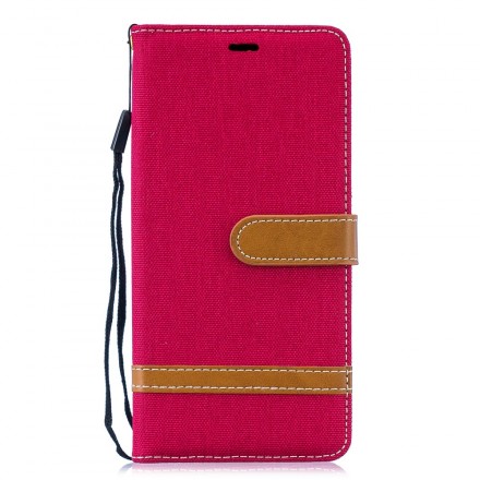 Samsung Galaxy S10 Plus Tasche Stoff und Lederoptik mit Riemen