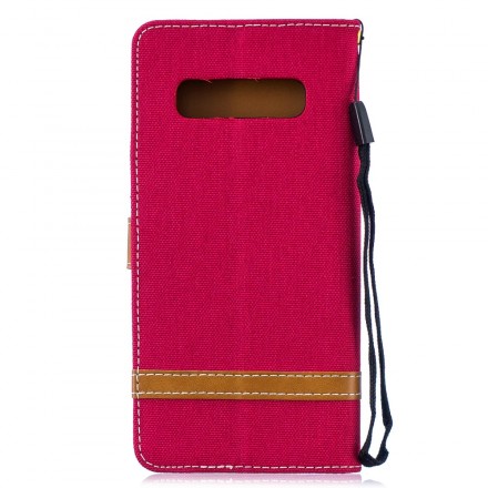 Samsung Galaxy S10 Plus Tasche Stoff und Lederoptik mit Riemen
