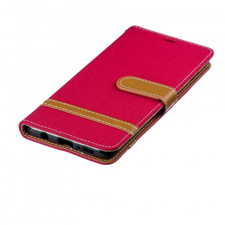 Samsung Galaxy S10 Plus Tasche Stoff und Lederoptik mit Riemen
