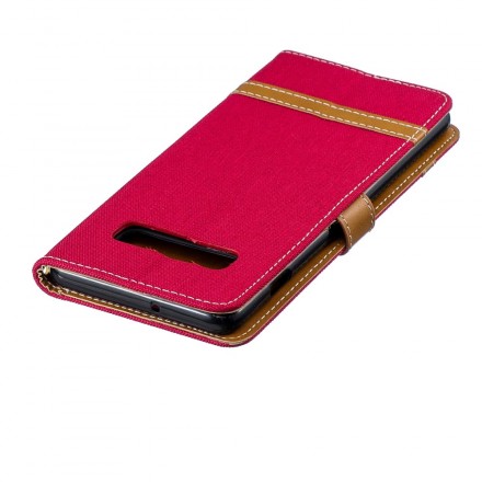 Samsung Galaxy S10 Plus Tasche Stoff und Lederoptik mit Riemen