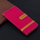 Samsung Galaxy S10 Plus Tasche Stoff und Lederoptik mit Riemen