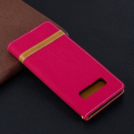 Samsung Galaxy S10 Plus Tasche Stoff und Lederoptik mit Riemen