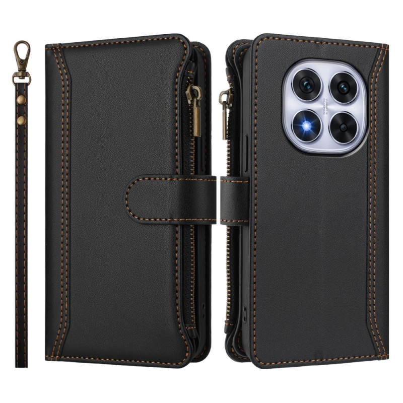 Hülle Xiaomi Redmi Note 14 Pro 4G Brieftasche 9 Kartenetui mit Riemen
