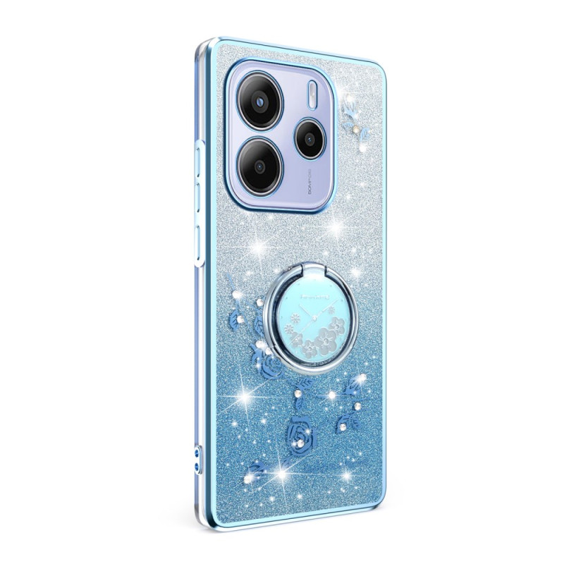 Xiaomi Redmi Note 14 4G Ring-Halterung Strass und Blumen