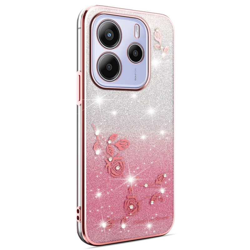 Cover für Xiaomi Redmi Note 14 4G Dégradé Blumen Glitter