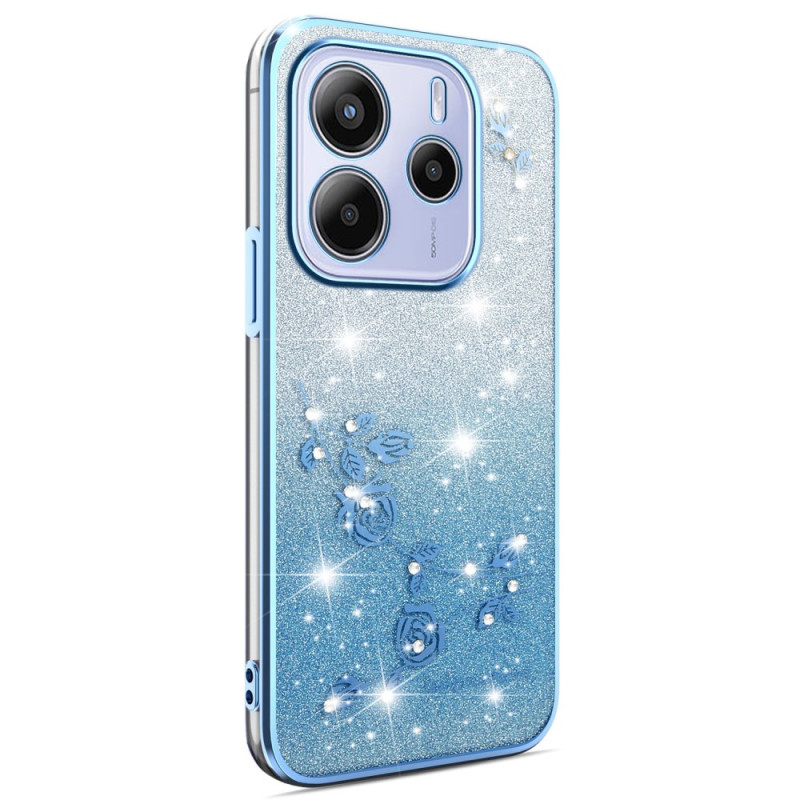 Cover für Xiaomi Redmi Note 14 4G Dégradé Blumen Glitter